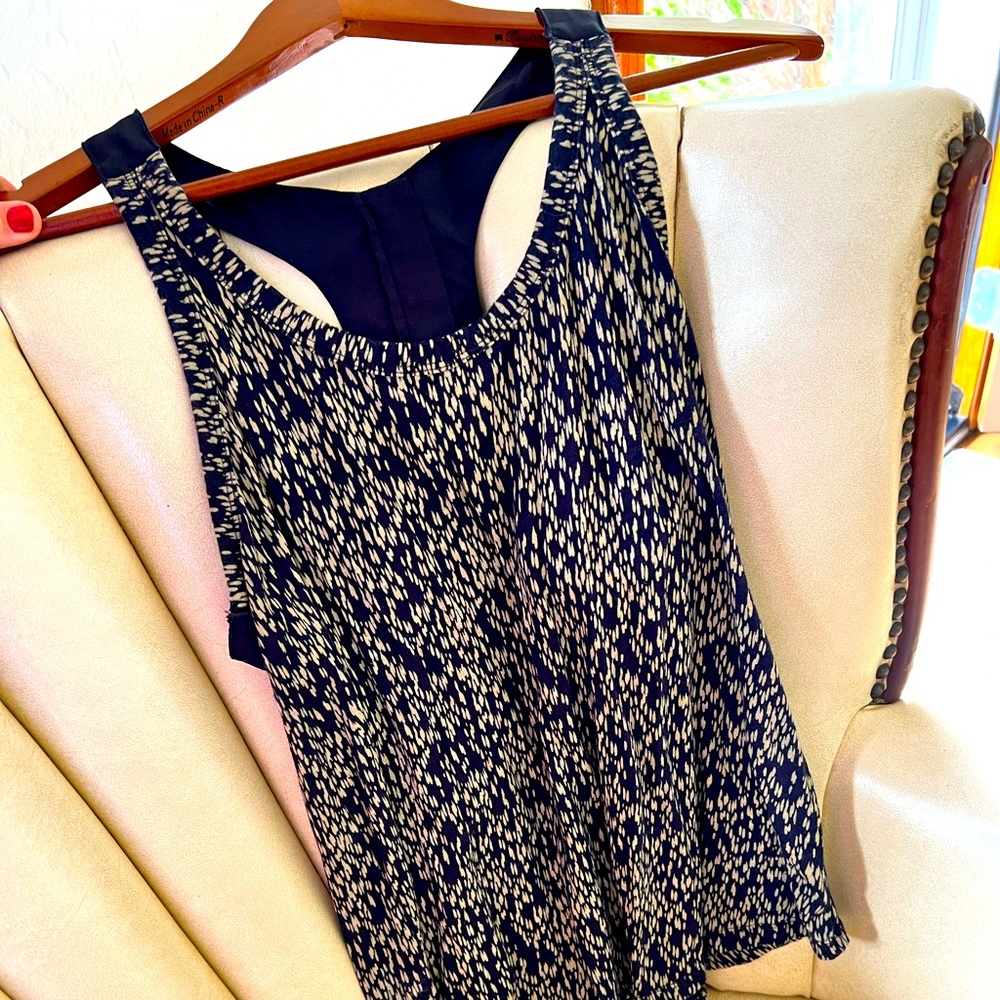 Banana Repubic Racer Rack Zipper Tank Top navy and sand size small